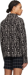 Anna Sui Black Sleeping Beauty Embroidered Faux-Suede Jacket