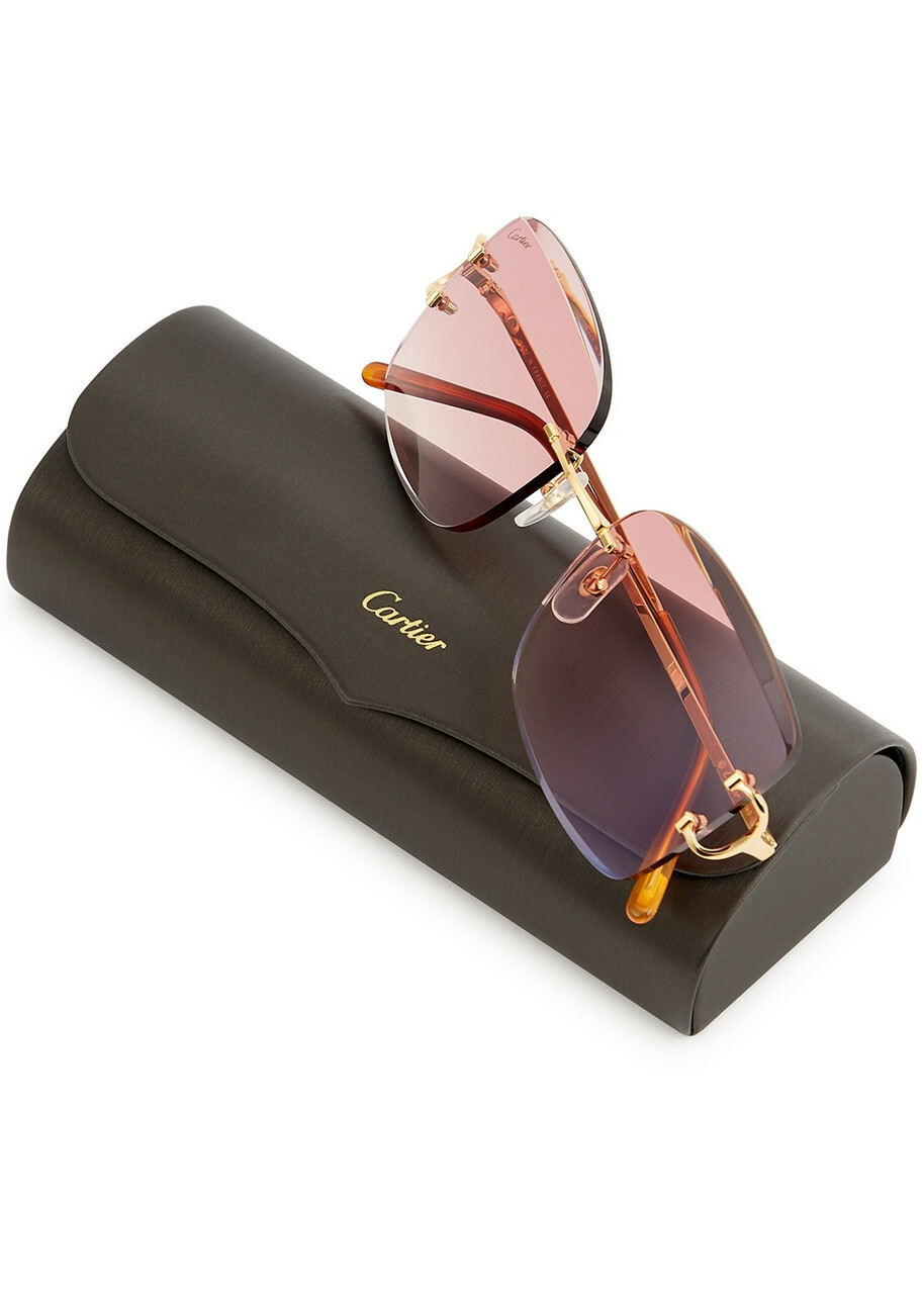Cartier Signature C De Cartier Rimless Square-frame Sunglasses - Gold ...
