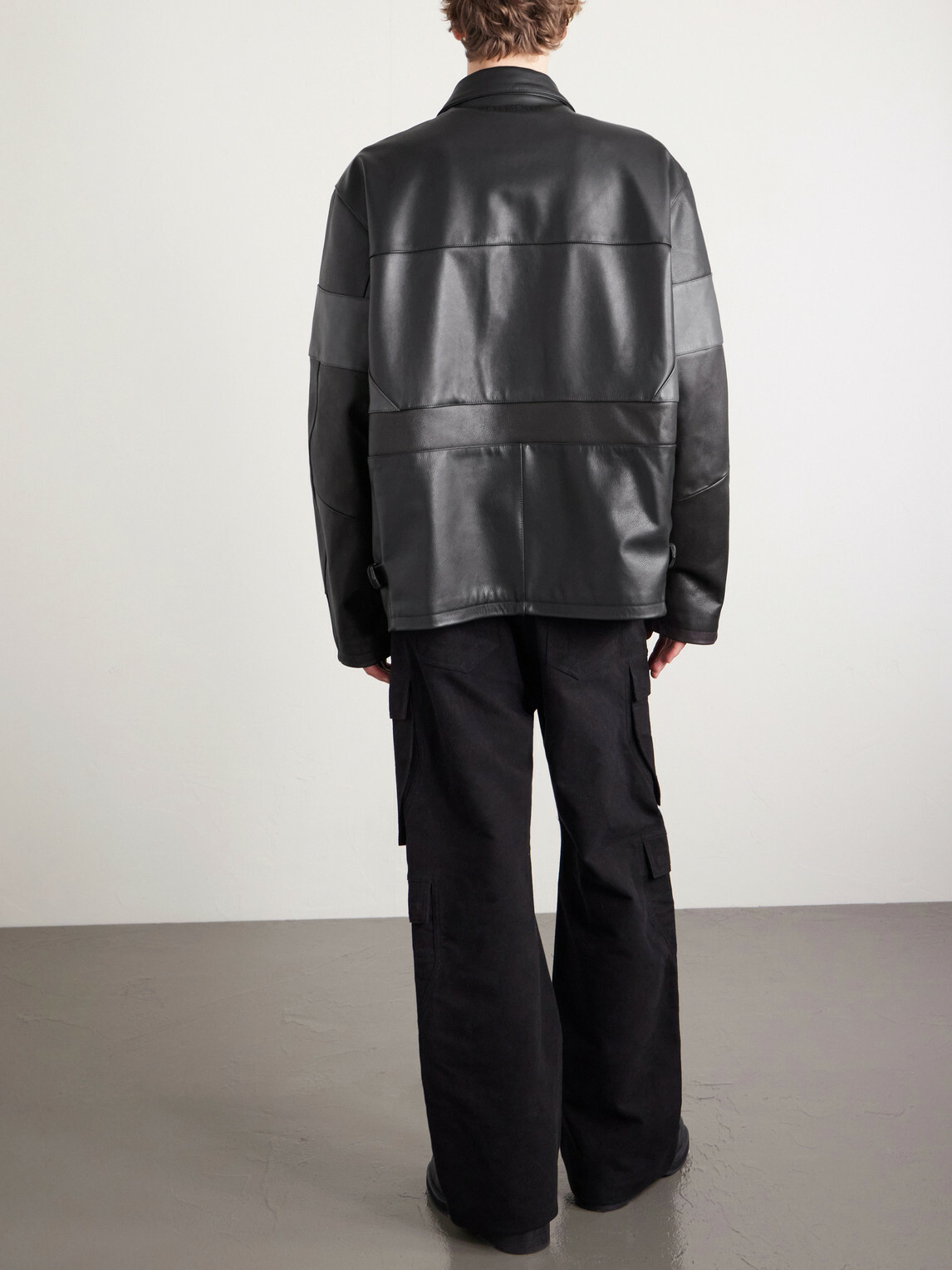 VETEMENTS - Cut-Up Oversized Patchwork Leather Jacket - Black
