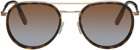 ZEGNA Tortoiseshell & Gold Round Sunglasses