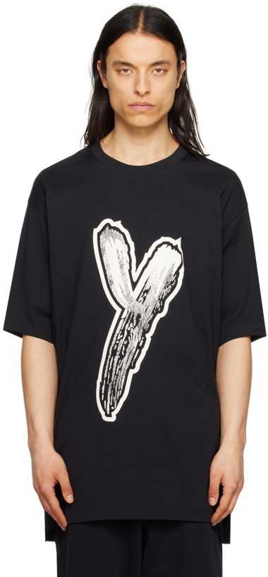 Photo: Y-3 Black Brushstroke Graphic T-Shirt