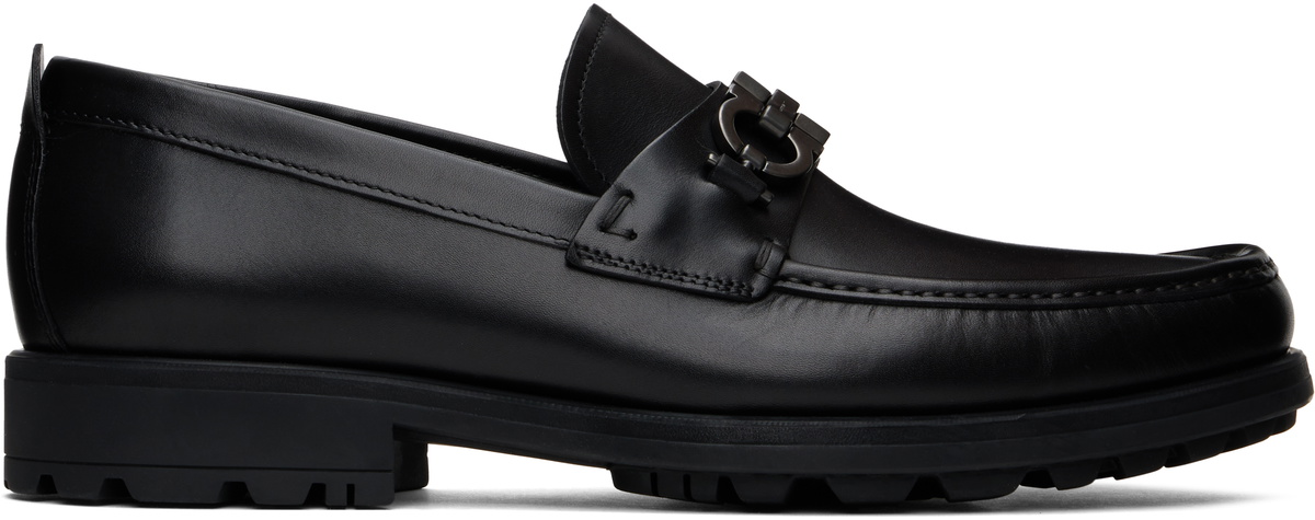 NEW SALVATORE FERRAGAMO men\'s nam loafer with gancini ornament in black Salvatore Ferragamo mens loafers Black with gancini ornament  main image 3