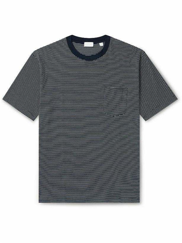 Photo: Håndværk - Striped Pima Cotton-Jersey T-Shirt - Blue