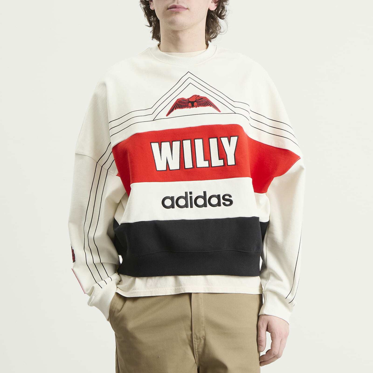 Adidas Men's x Willy Chavarria NY Ball Crew Sweat in Off White
