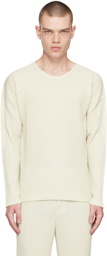 Homme Plissé Issey Miyake White Color Pleats Long Sleeve T-Shirt