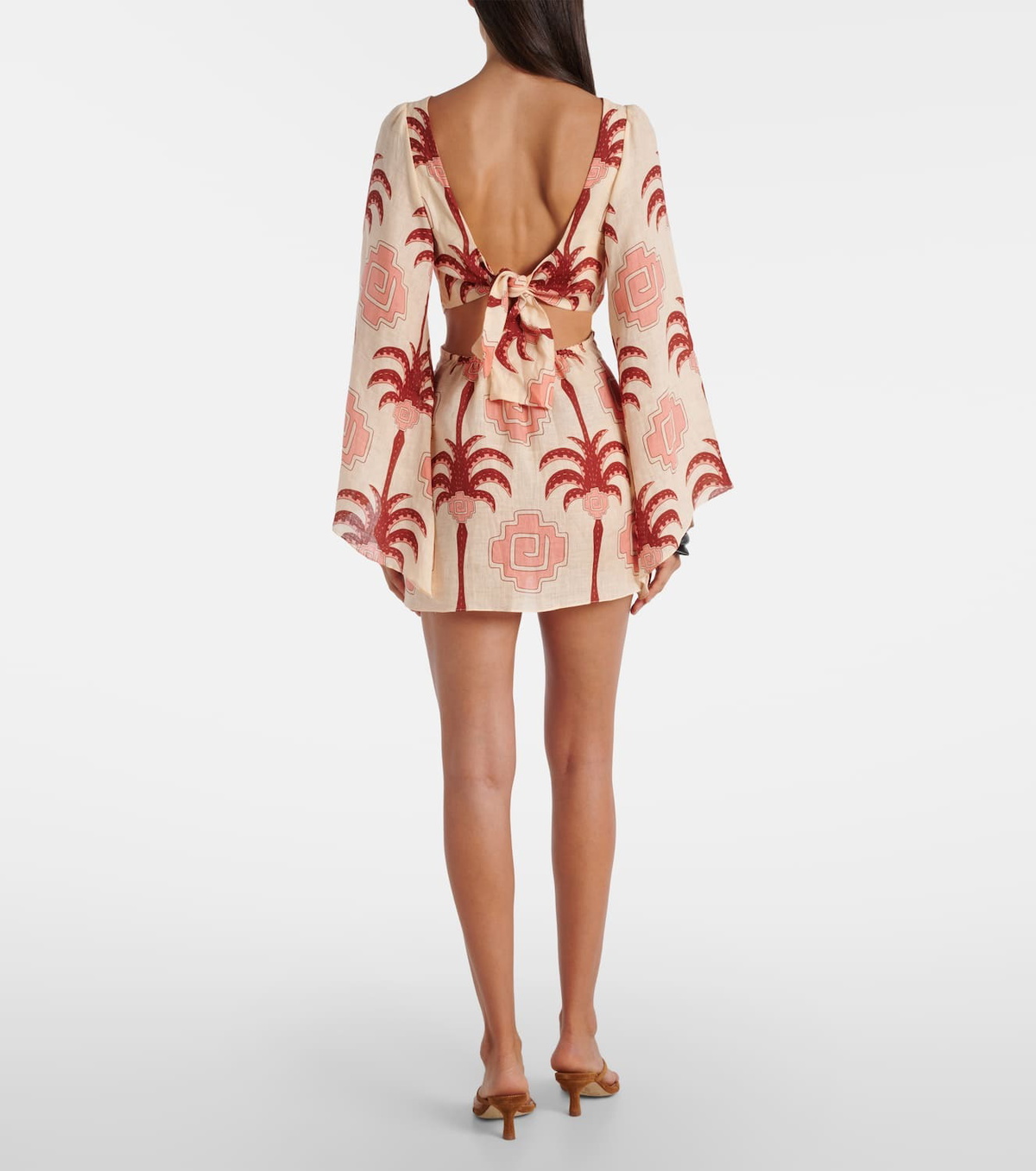 Johanna Ortiz Cutout printed linen minidress