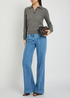 Missoni Textured-knit Cashmere Polo top Grey