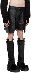 Rick Owens Black Stefan Leather Shorts