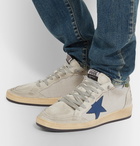 Golden Goose - Ball Star Distressed Suede, Mesh and Leather Sneakers - Silver