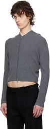 AARON ESH Gray Knitted Scarf & Hoodie Set