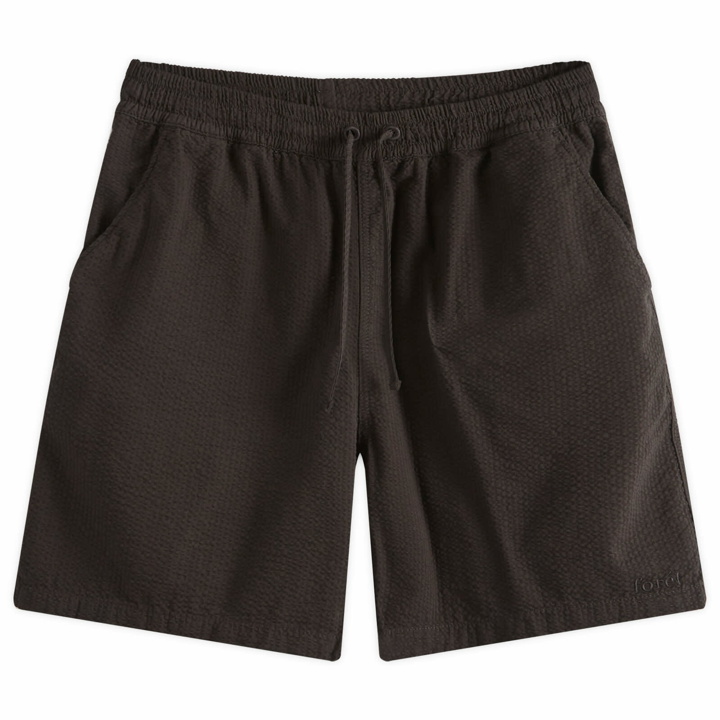 Photo: Foret Men's Hush Seersucker Shorts in Washed Black