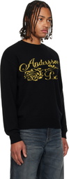 Andersson Bell Black Cashmere Rose Crew-Neck Sweater