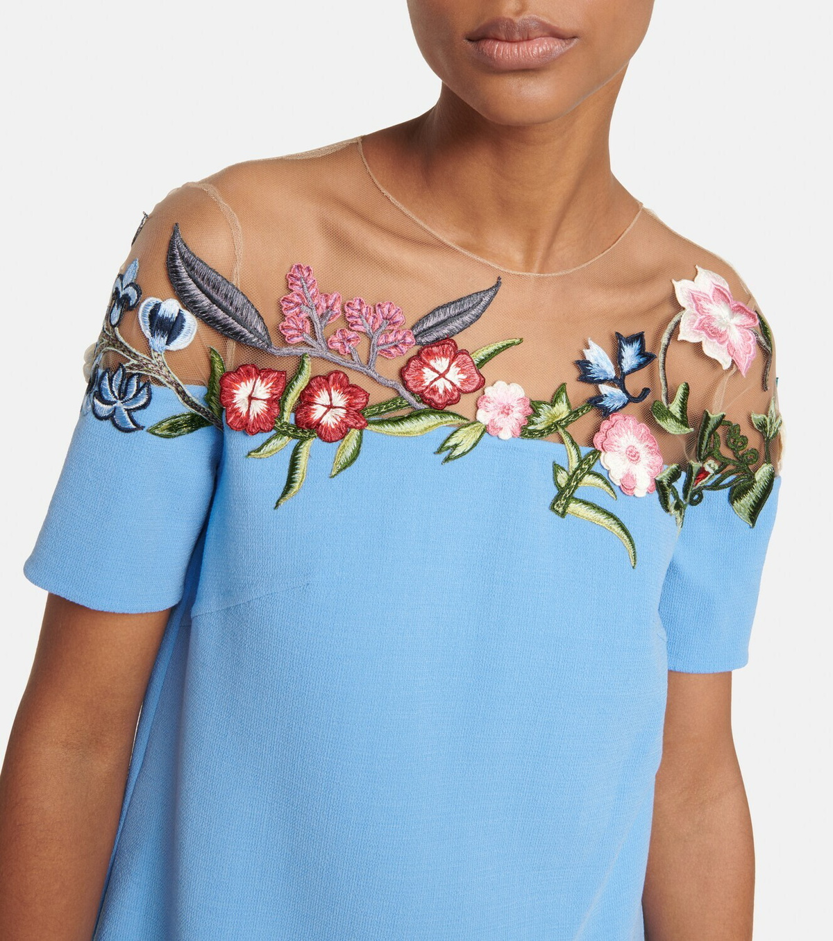 Oscar de la Renta Floral embroidered wool-blend minidress Oscar de la Renta