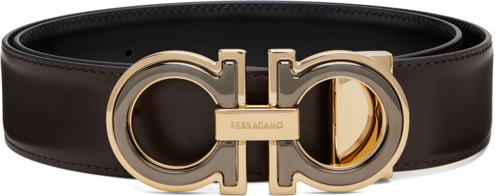 Photo: Ferragamo Brown Adjustable Gancini Reversible Belt