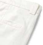 Brunello Cucinelli - Tapered Cotton-Blend Twill Trousers - White