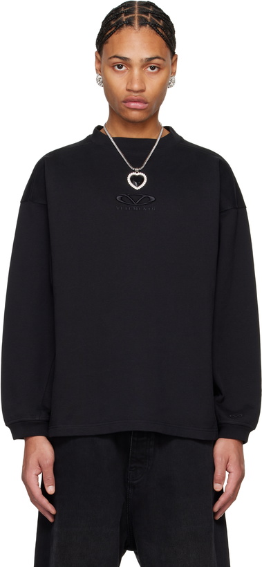 Photo: VETEMENTS Black Oval Logo Cropped Crewneck Sweater