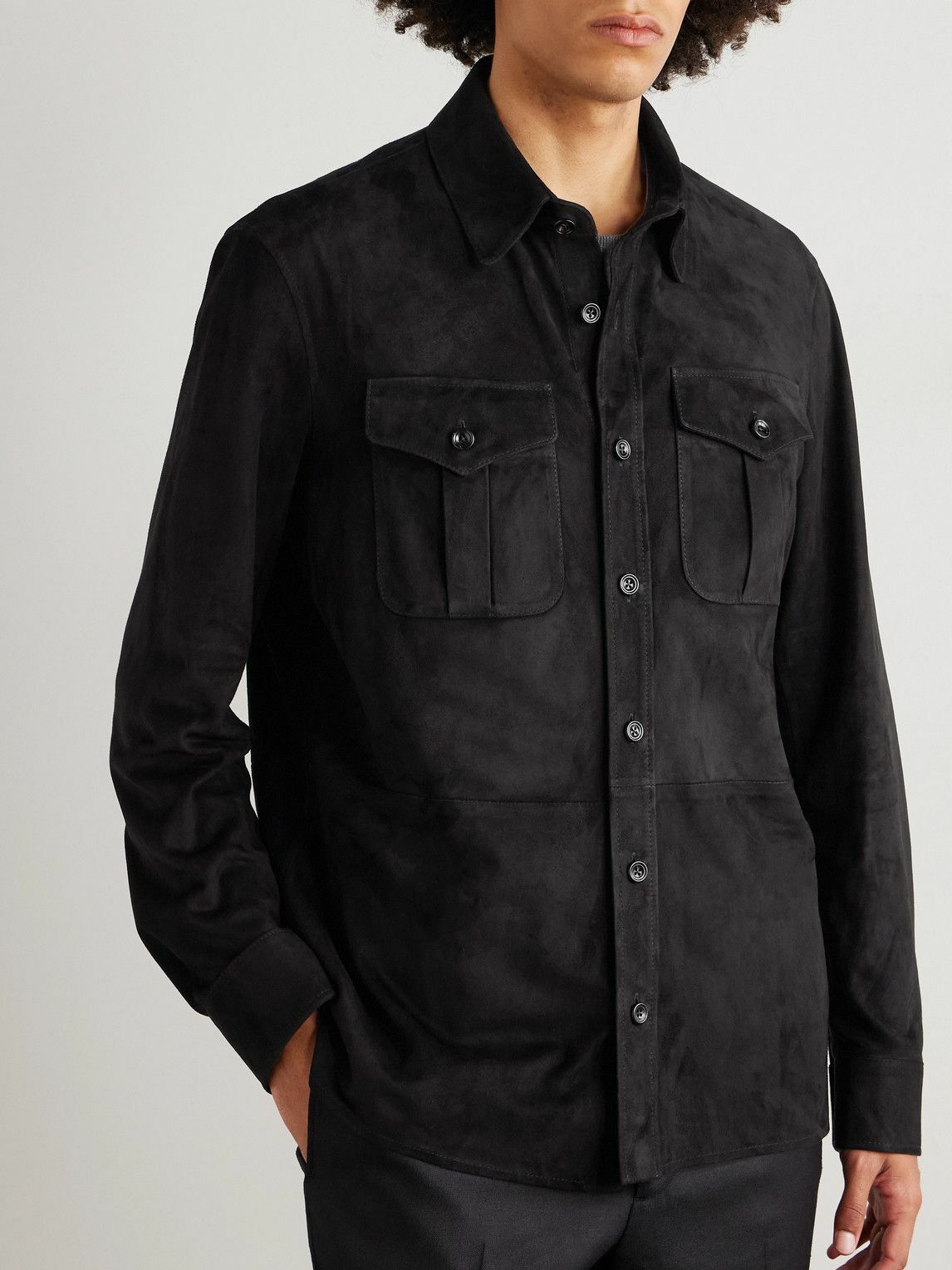 Ralph Lauren Purple label - Barron Suede Overshirt - Black