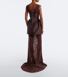 De La Vali Hecate lace and twill bustier gown
