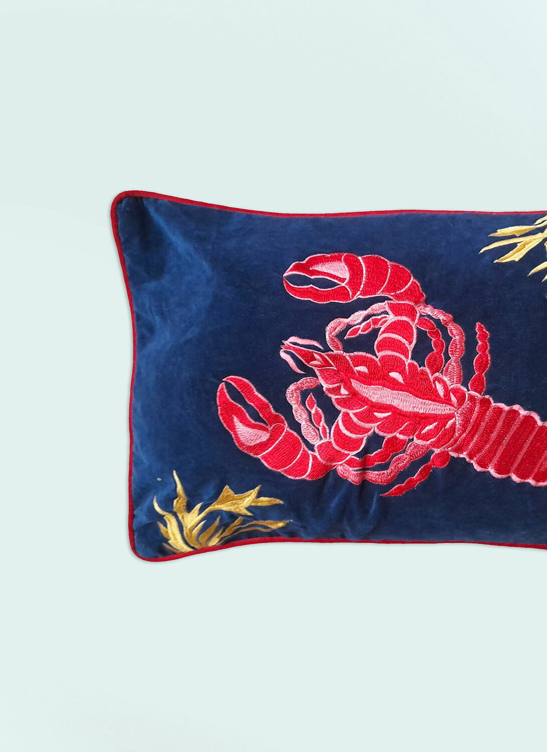 Les Ottomans Rock Lobster Embroidered Cushion