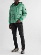 Stone Island - Logo-Appliquéd Quilted Crinkled-Shell Hooded Down Jacket - Green
