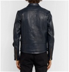 Blackmeans - Slim-Fit Leather Biker Jacket - Blue