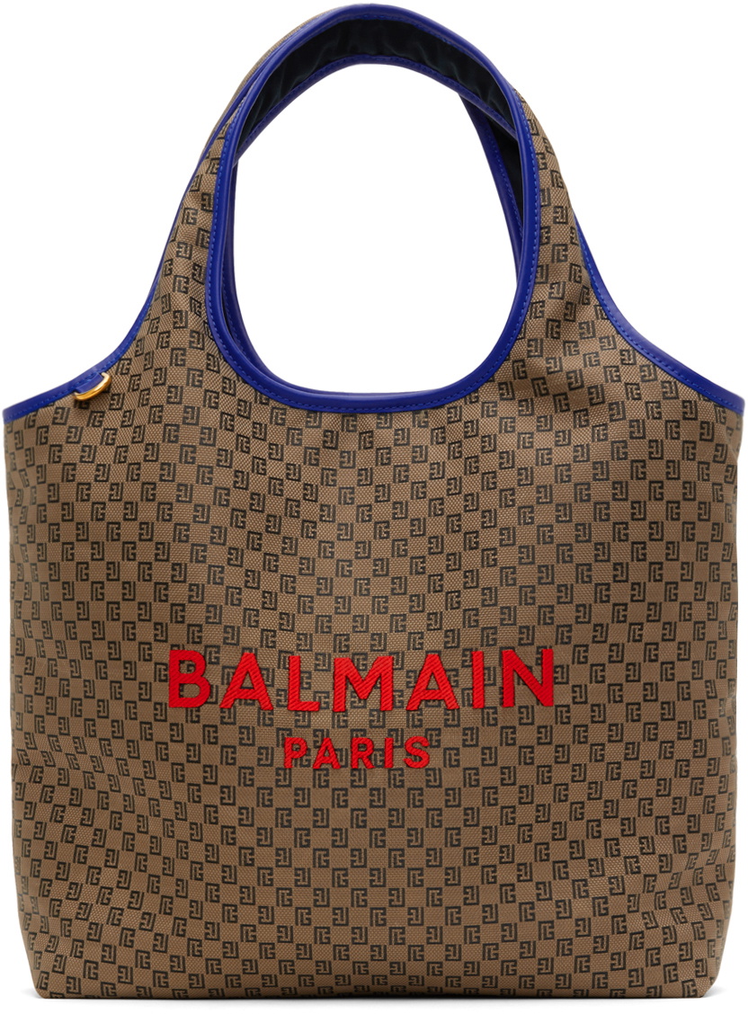 Shop Balmain Suede Monogram Pillow Hobo Bag