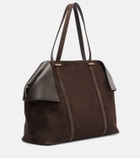 Ferragamo Scarf Large suede tote bag