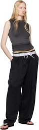 Alexander Wang Black Pre-Styled Turn-Down Waistband Trousers