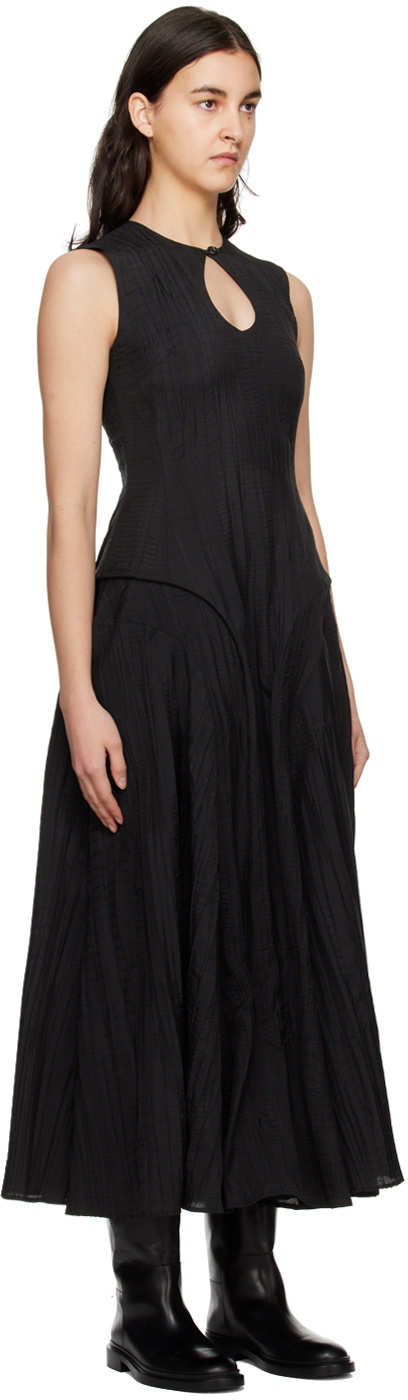 Olēnich Black Sculptural Maxi Dress