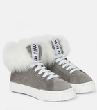 Miu Miu Shearling-lined suede sneakers
