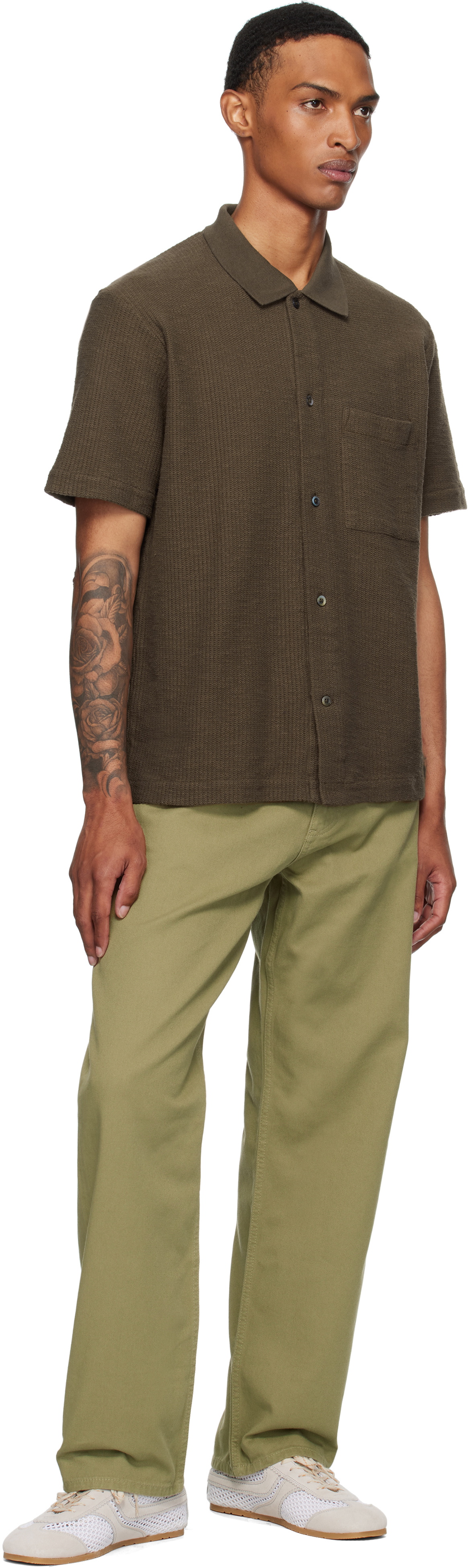 NORSE PROJECTS Brown Gustav Crochet Jersey Shirt Norse Projects