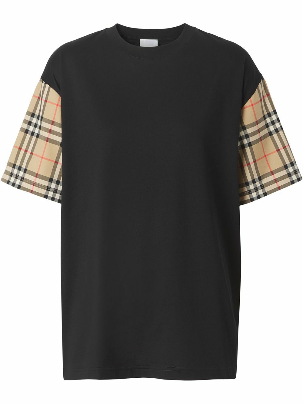 BURBERRY - Check Sleeves Cotton T-shirt Burberry