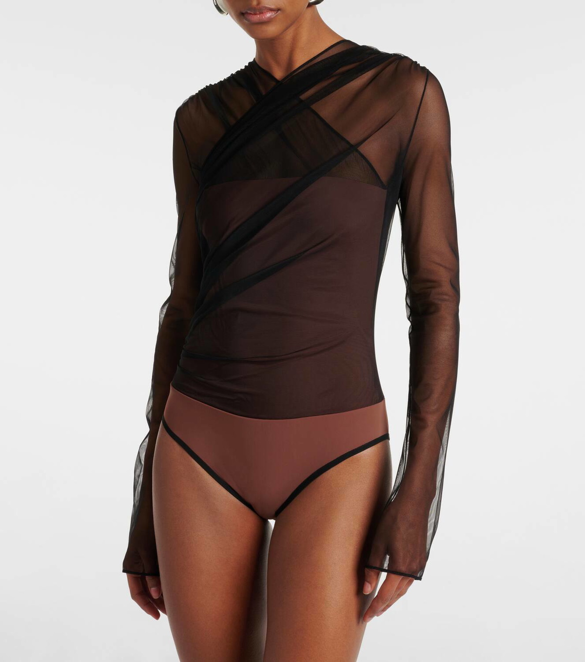 Nensi Dojaka Renee draped tulle bodysuit