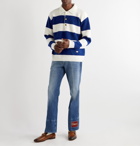 Gucci - Logo-Appliquéd Striped Wool Sweater - Blue