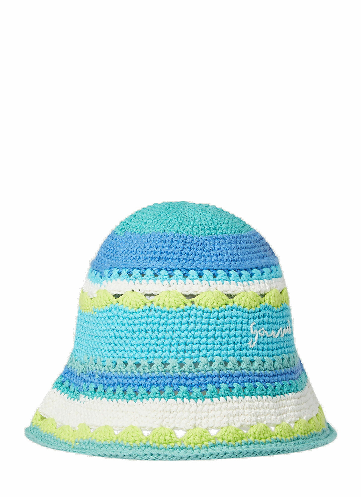 GANNI Crochet Bucket Hat in Blue GANNI