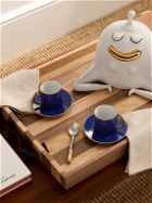 L'Objet - Lapis Set of Two Gold-Plated Porcelain Espresso Cups and Saucers
