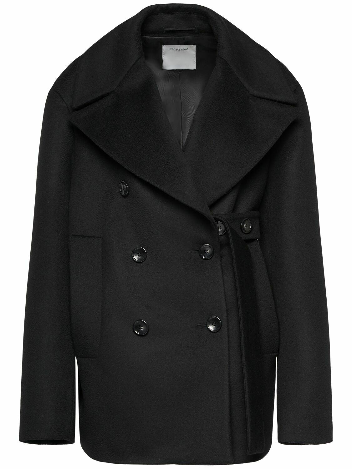 【関税&送料込】Sportmax Black Wool Orchis Coat SPORTMAX Orchis Double Breast Wool Short Coat Sportmax