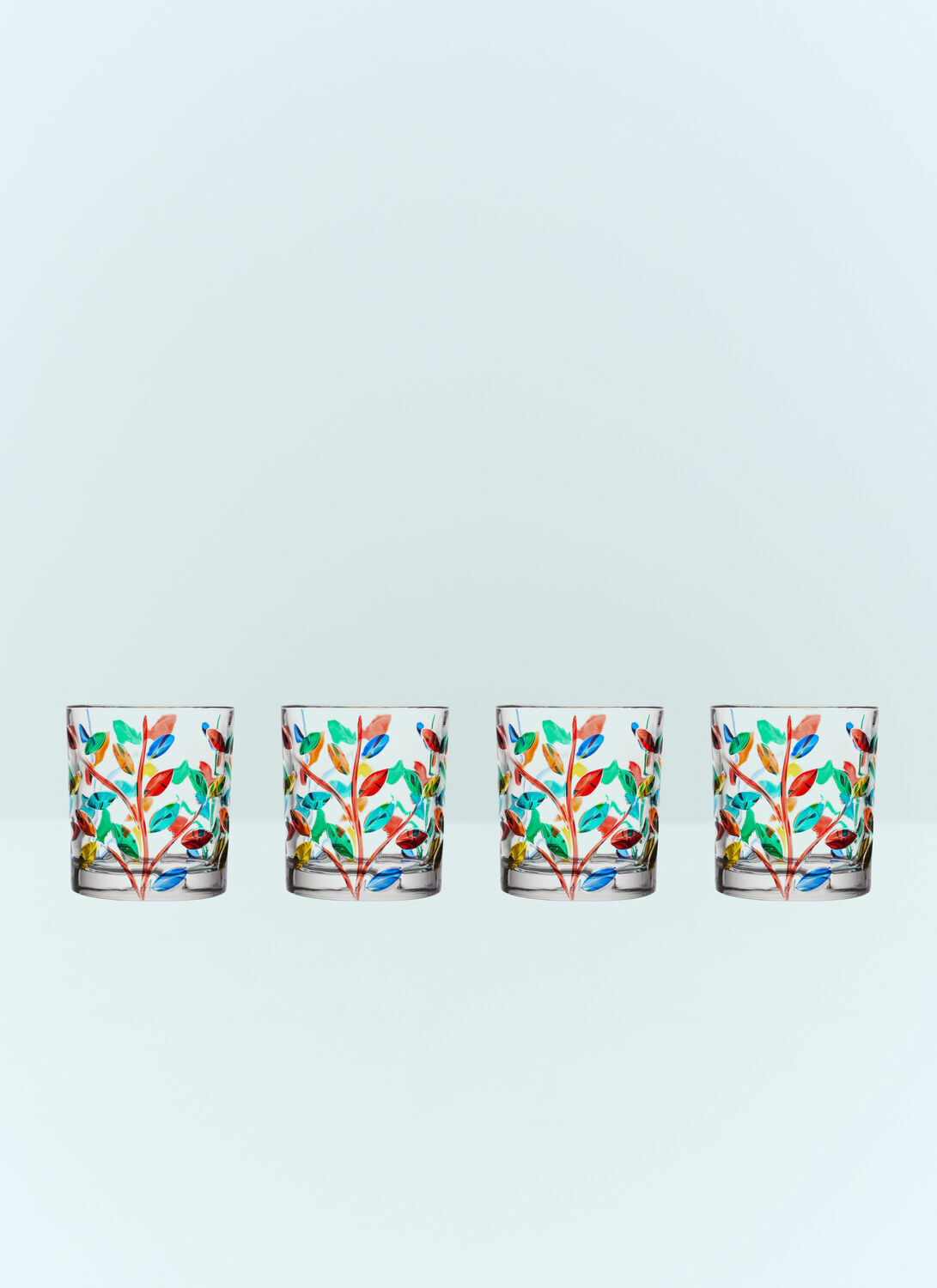 Les Ottomans Set Of Four Floral Crystal Tumblers
