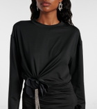 Area Draped embellished jersey T-shirt