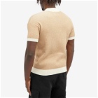Rhude Men's Contrast Knit Button-Up Polo Shirt in Brick/Cream