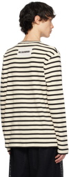 Jil Sander Off-White & Black Striped Long Sleeve T-shirt