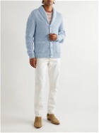 TOM FORD - Shawl-Collar Ribbed Cashmere and Linen-Blend Cardigan - Blue