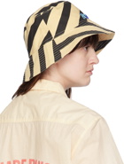 Bode Beige & Black Domino Stripe Bucket Hat