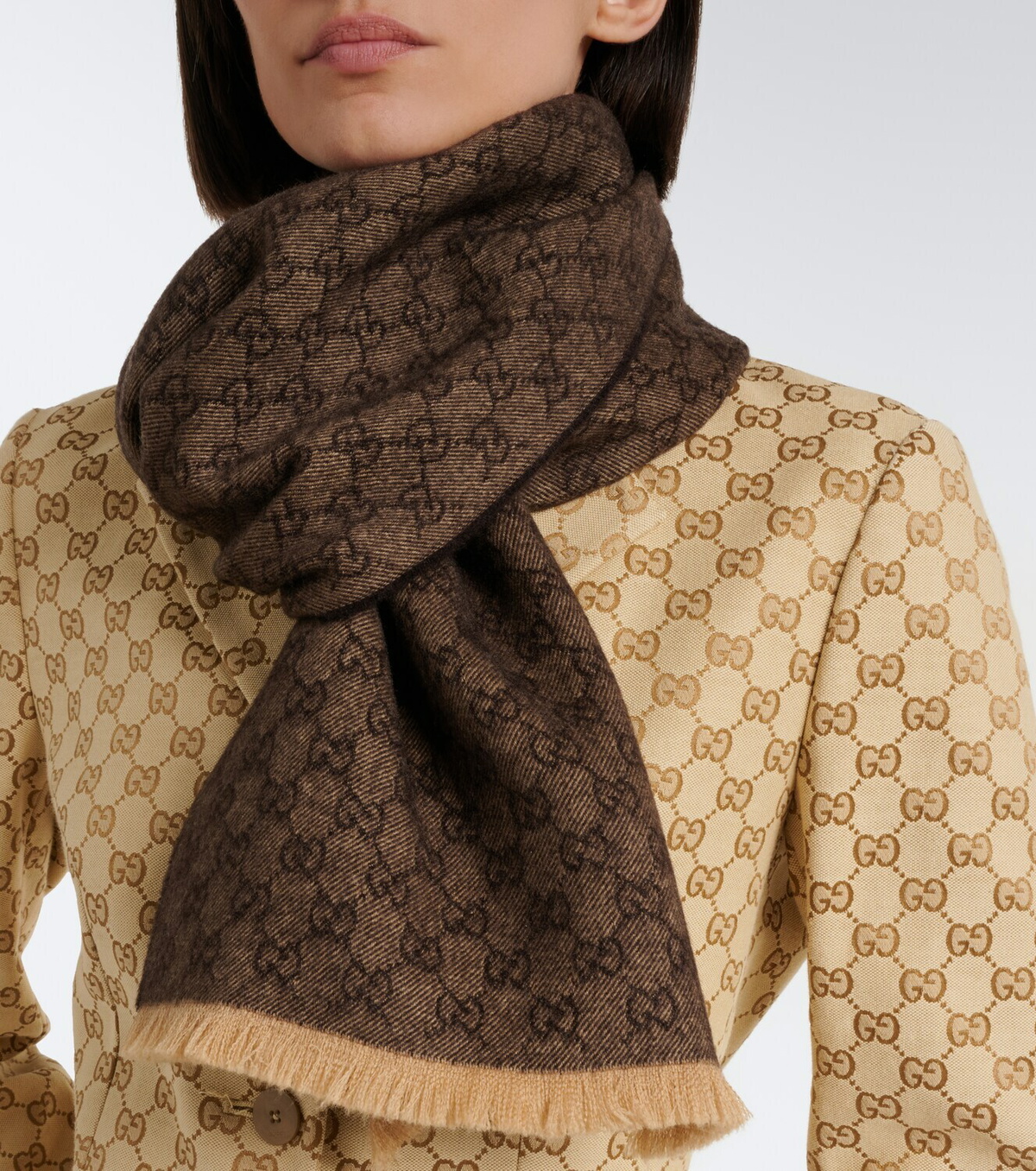 Gucci GG jacquard wool scarf