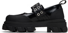 GANNI Black Cleated Ballerina Box Loafers