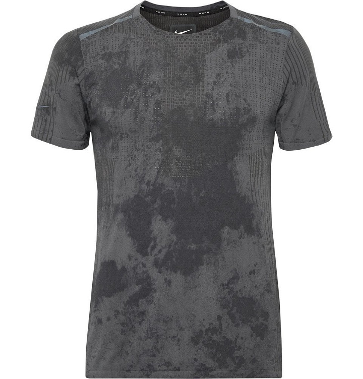 Photo: Nike Running - Tech Pack Printed Stretch-Mesh Running T-Shirt - Dark gray