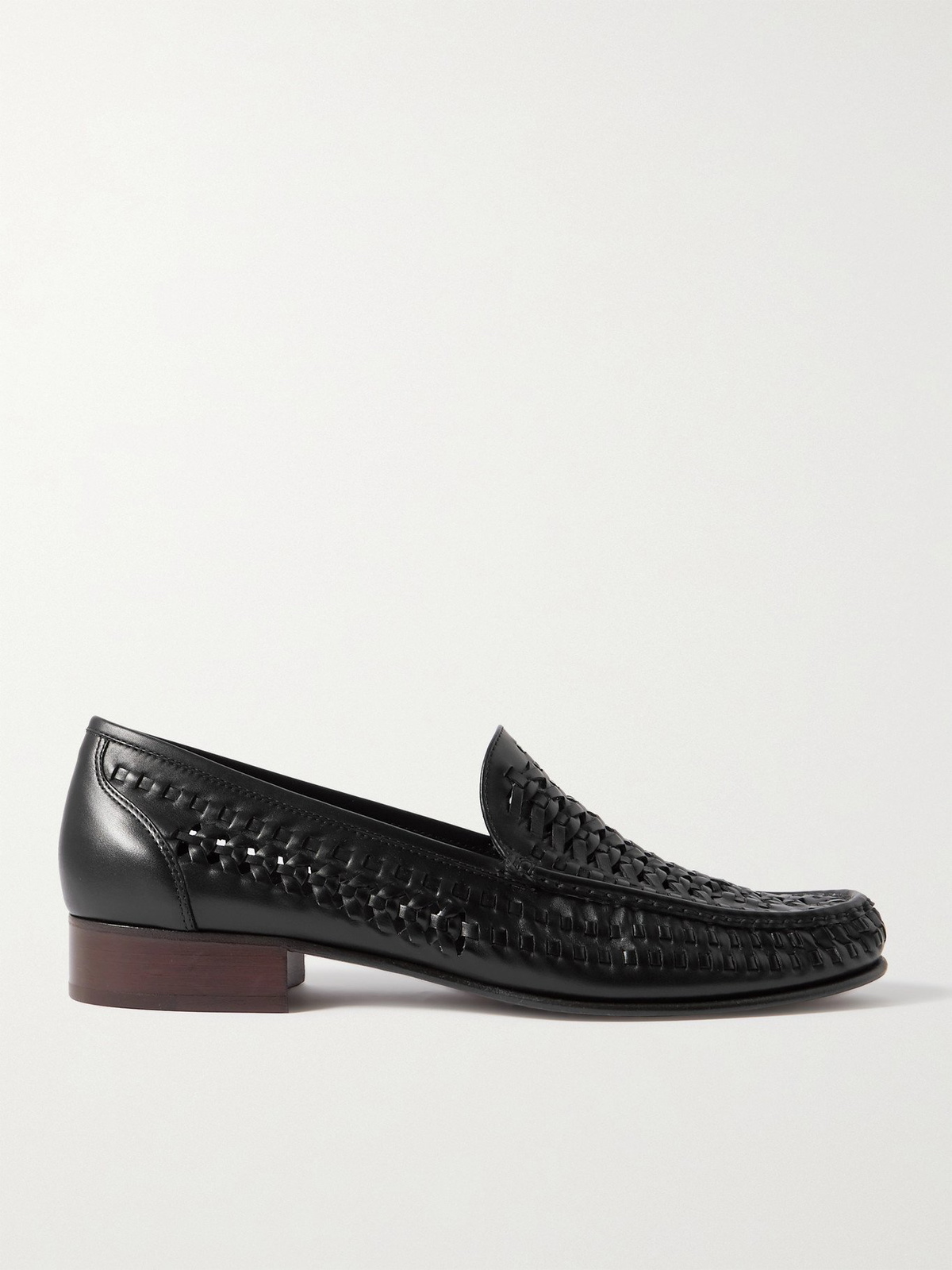 Saint Laurent Black Woven Leather Slip-On Loafers SAINT LAURENT - Swann Woven Leather Loafers - Black - EU 40  main image 2