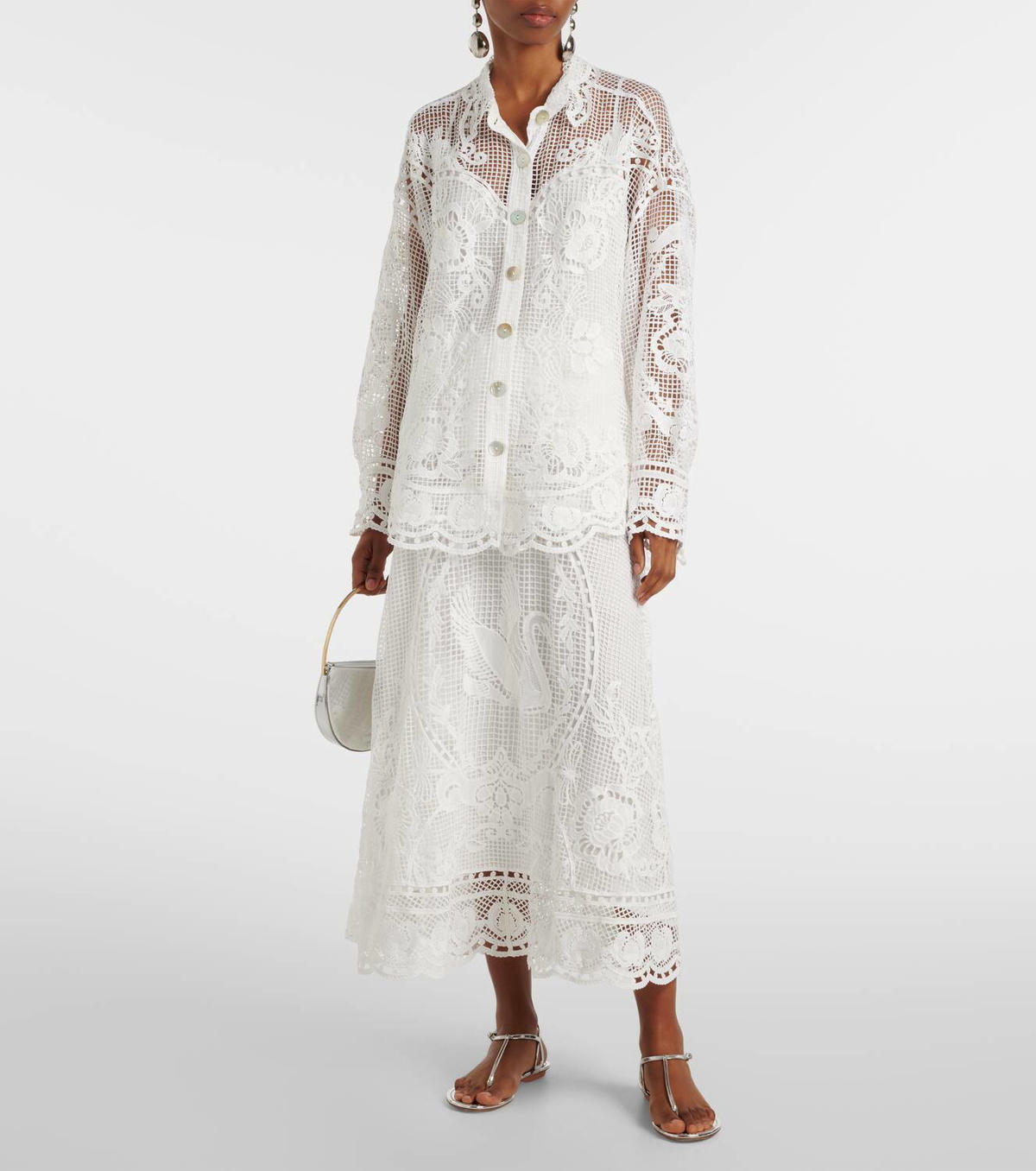 Farm Rio Swan Lake guipure maxi skirt Farm Rio