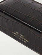 Smythson - Mini Croc-Effect Leather Cufflinks Box