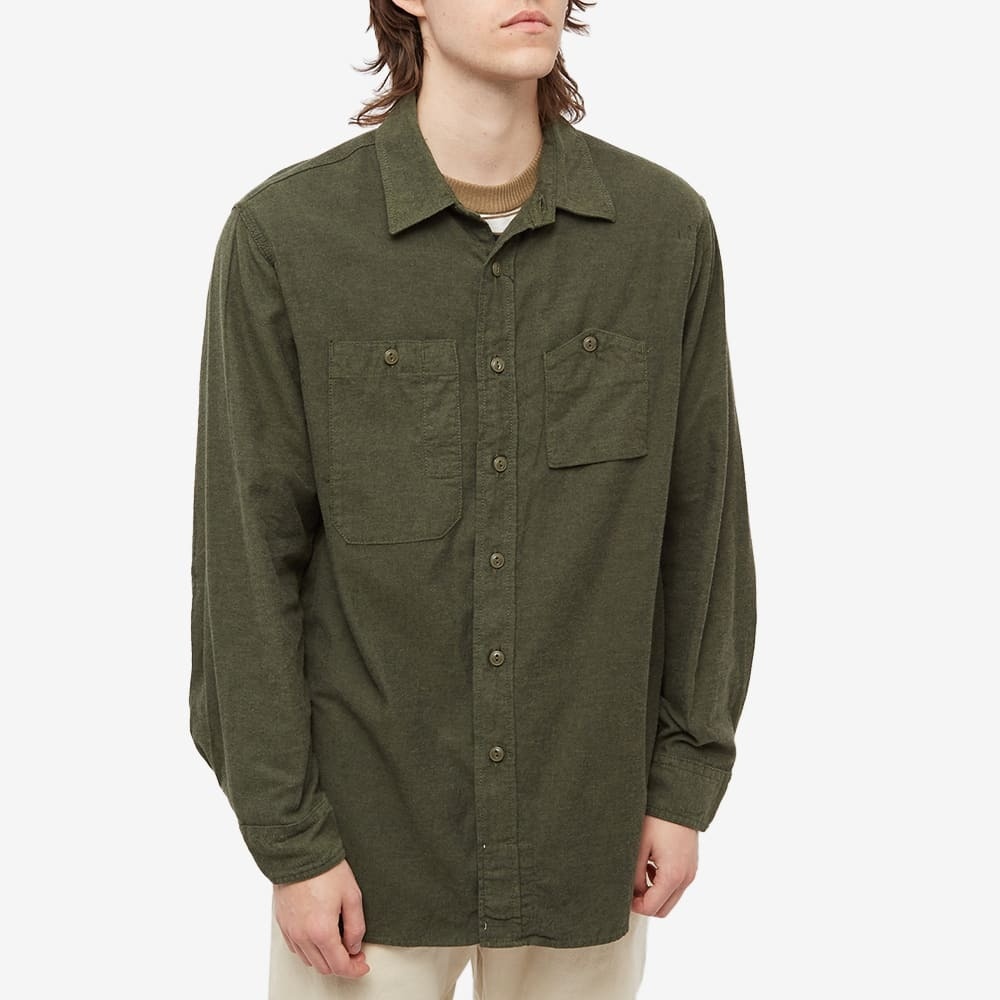 Engineered Garments Men's Flannel Work Shirt in Olive Engineered